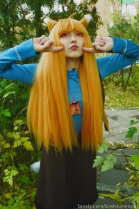 The wise wolf holo comes to people for walk in the park cosplay trans part 3