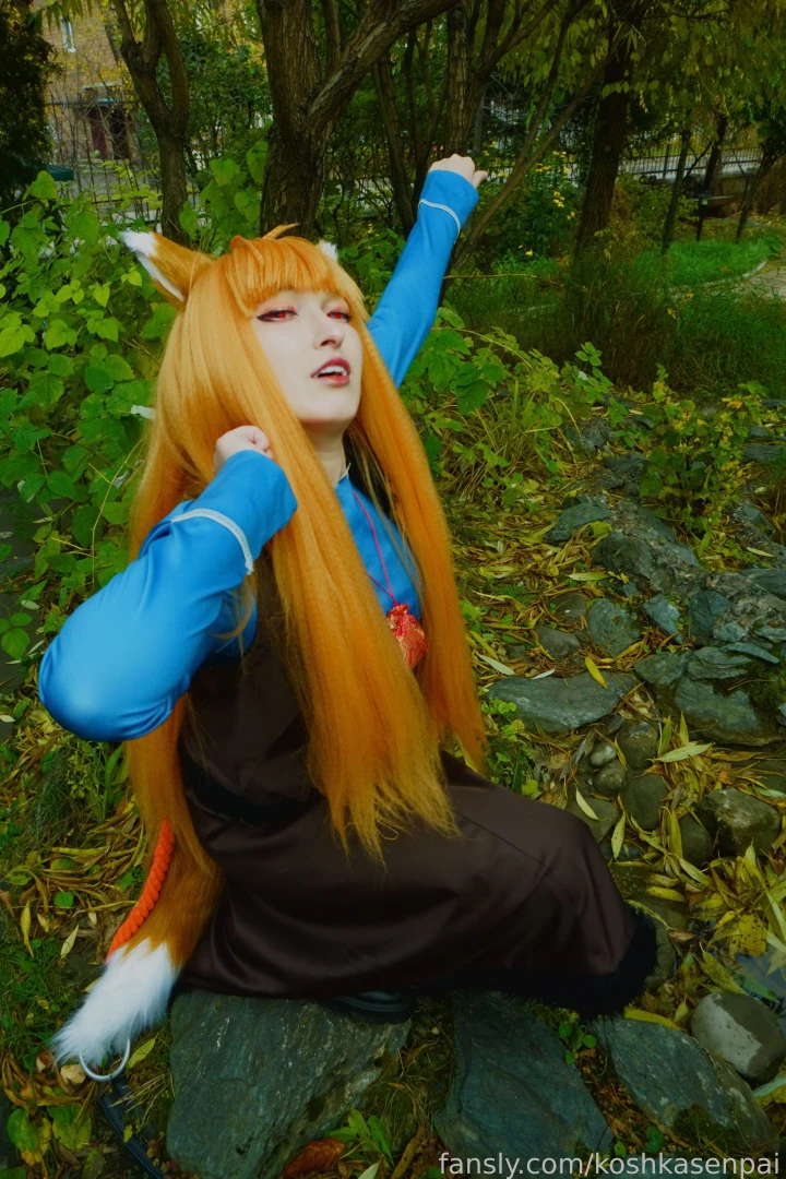 The wise wolf holo comes to people for walk in the park cosplay trans part 12 