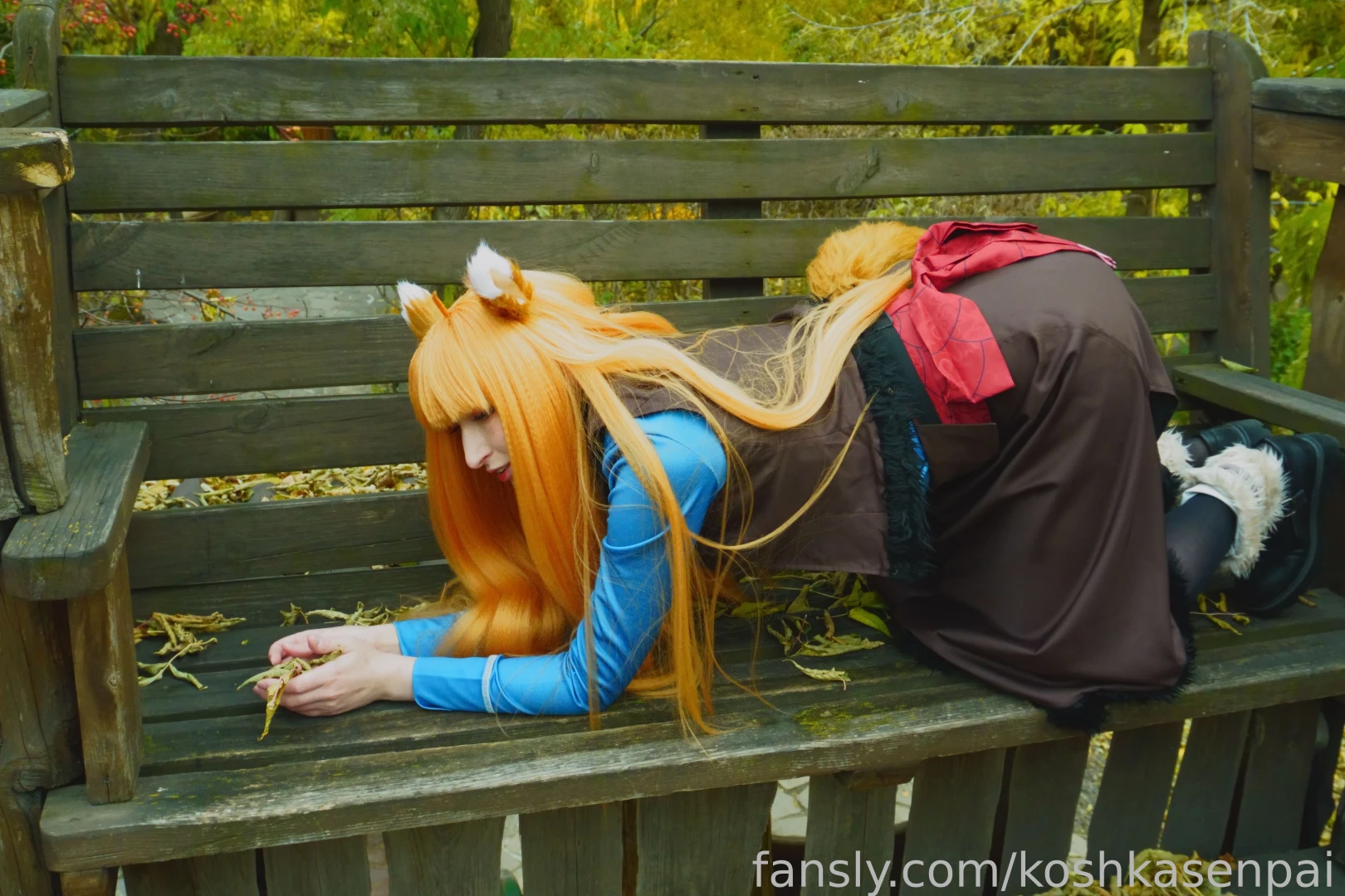 The wise wolf holo comes to people for walk in the park cosplay trans part 17 