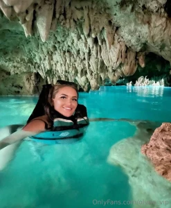 Swam in underwater cenote cave