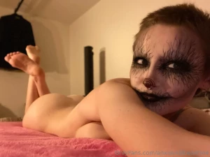 Half dead very desperate clown boy who needs all of his holes filled