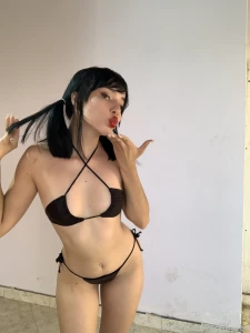 Trying on my new black and white bikinis part 6