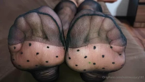 Hi boys i got many requests about my polk dots stockings feet so here part 16