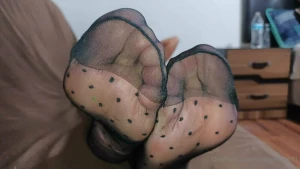 Hi boys i got many requests about my polk dots stockings feet so here part 17