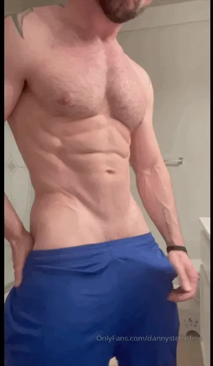 Close up jerk off and cum on my shorts watch my tight abs and fat cock 