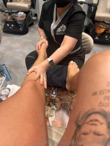 Who tryna rub my feet legs like this