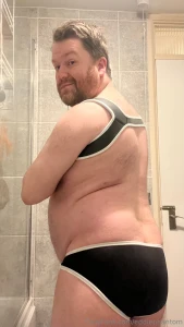 A little impromptu photoshoot in the bathroom as one does the harness part 2