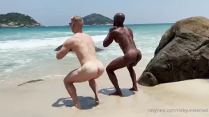 Down for a naked workout and some yoga on the beach with my bros