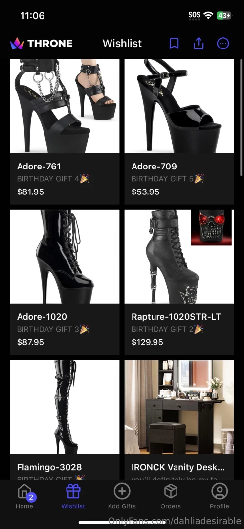 I added some of my dream heels to my throne wishlist my throne is 