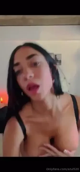 Alone at home i start playing with my tits i spray them with oil and 