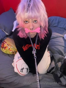 Just a dumb puppy slut covered in cum i swear once the bone gag is in