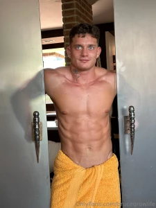 Door s open but this towel might not stay on for long