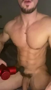 Massage gun jerk and cum