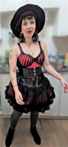 I loved this costume - a combo of my black and red lingerie piece a part 4