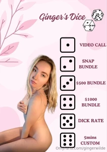 Ginger s dice 10 for a roll 20 for 2 rolls tip now for 2 rolls and get