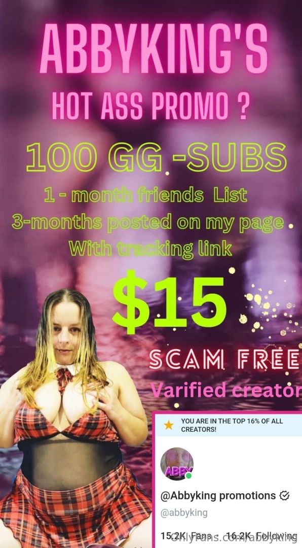 Hot ass promo 100 gg -subs 3 -month wall posting with tracking link 