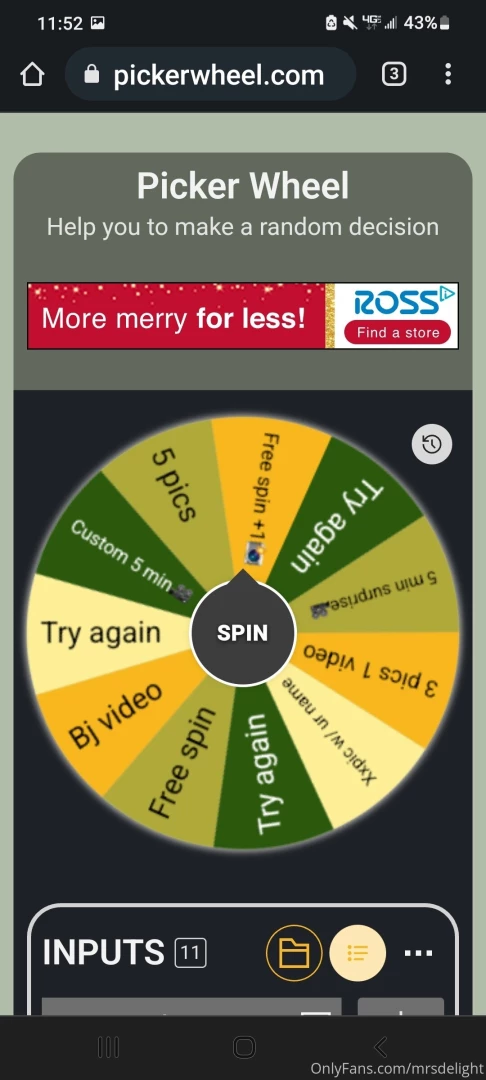 Here s this week s chance on the spin the wheel tip 5 to spin i ll 