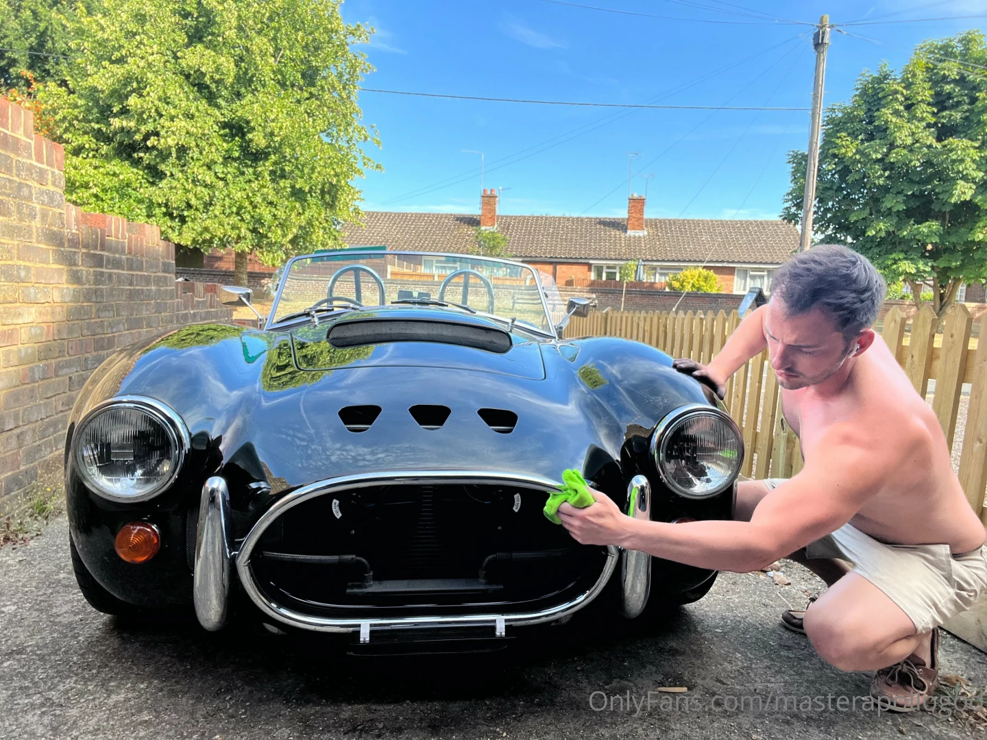 Who likes short shorts polishing up the cobra on a nice hot day 
