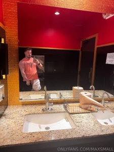Just waiting for someone to come through those restroom doors and see