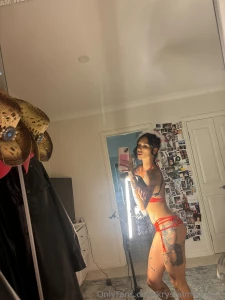 Just me and this dangerously red lingerie now tell me could you keep