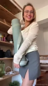 Hehehe sexy math teacher going to yoga after work after that there is