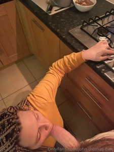 Giving her dinner whilst she cooks mine