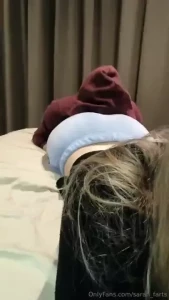Farting in his face in pajama pants