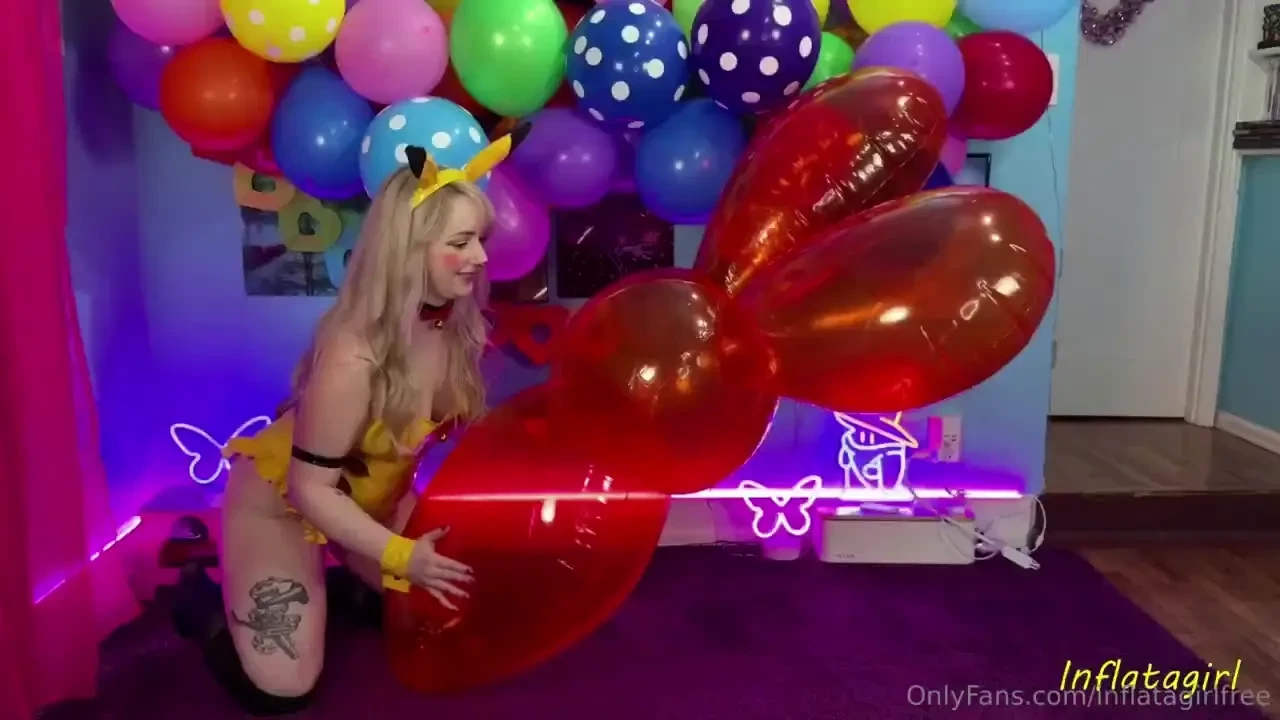 Pika girl rides inflatable orange bunny roll a pika girl wanders into 