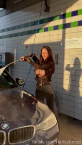 624719118062333952 - You want me to wash your car brunette glasses carwash bigtits 