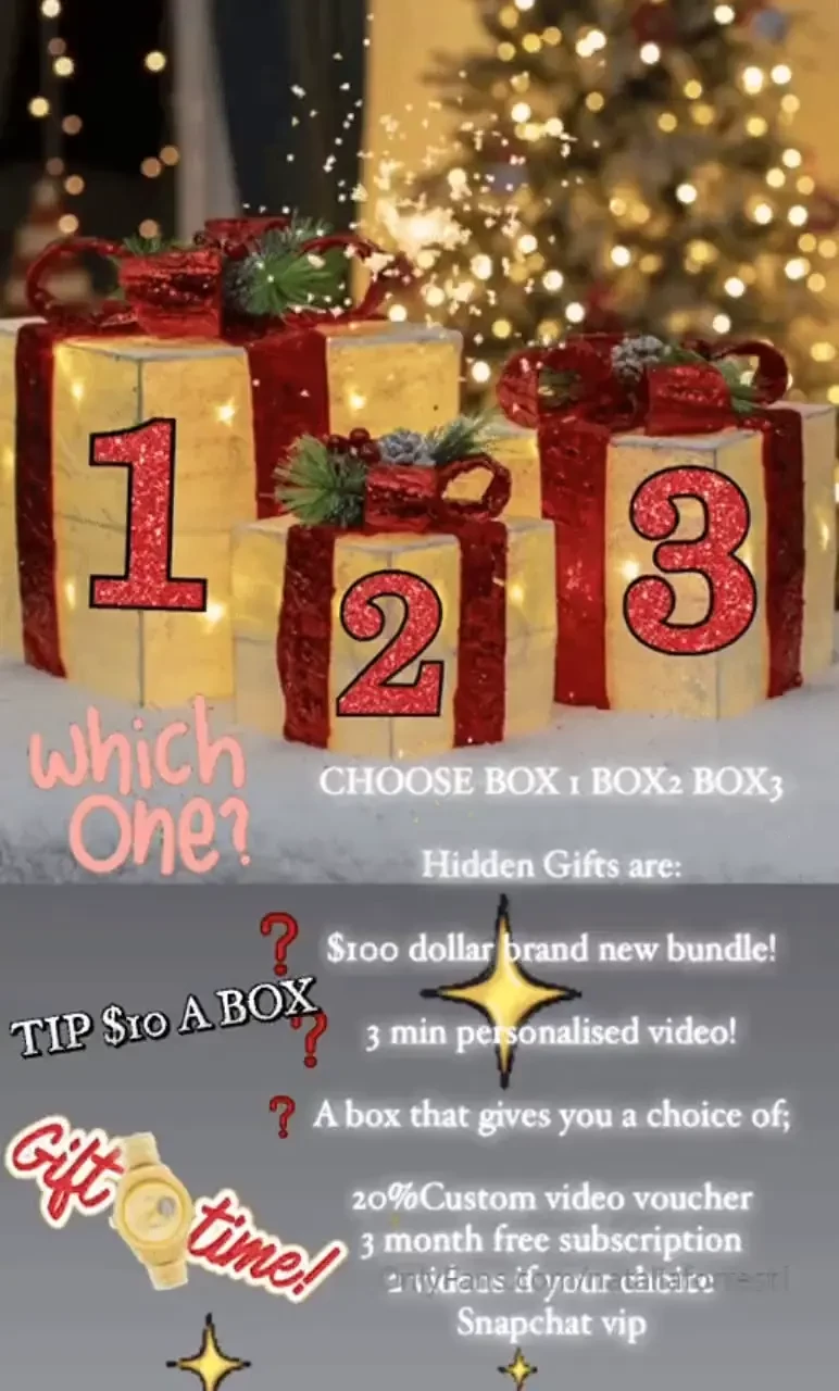 Choose box 1 box 2 or box 3 hidden gifts are 100 dollar brand new 