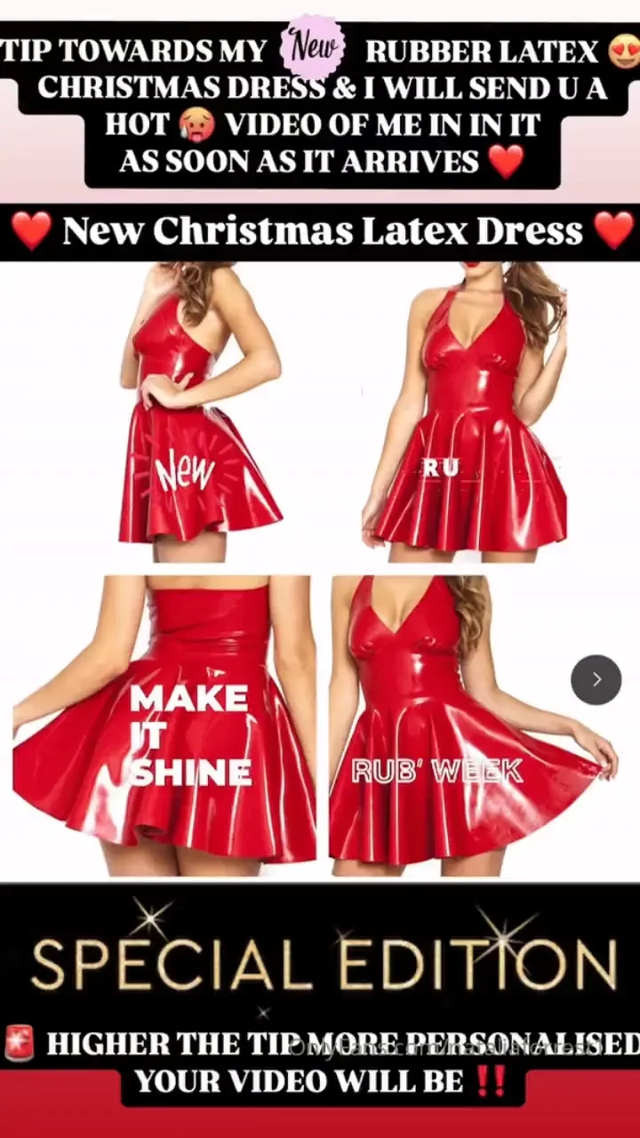 Tip towards my new rubber latex christmas dress to receive a hot video 