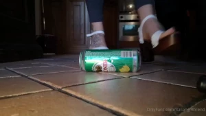 Cans and plastic bottle vs mango kitten heel sandals