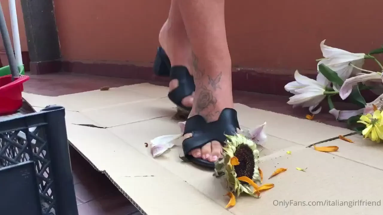 Flowers under my leather sabot 