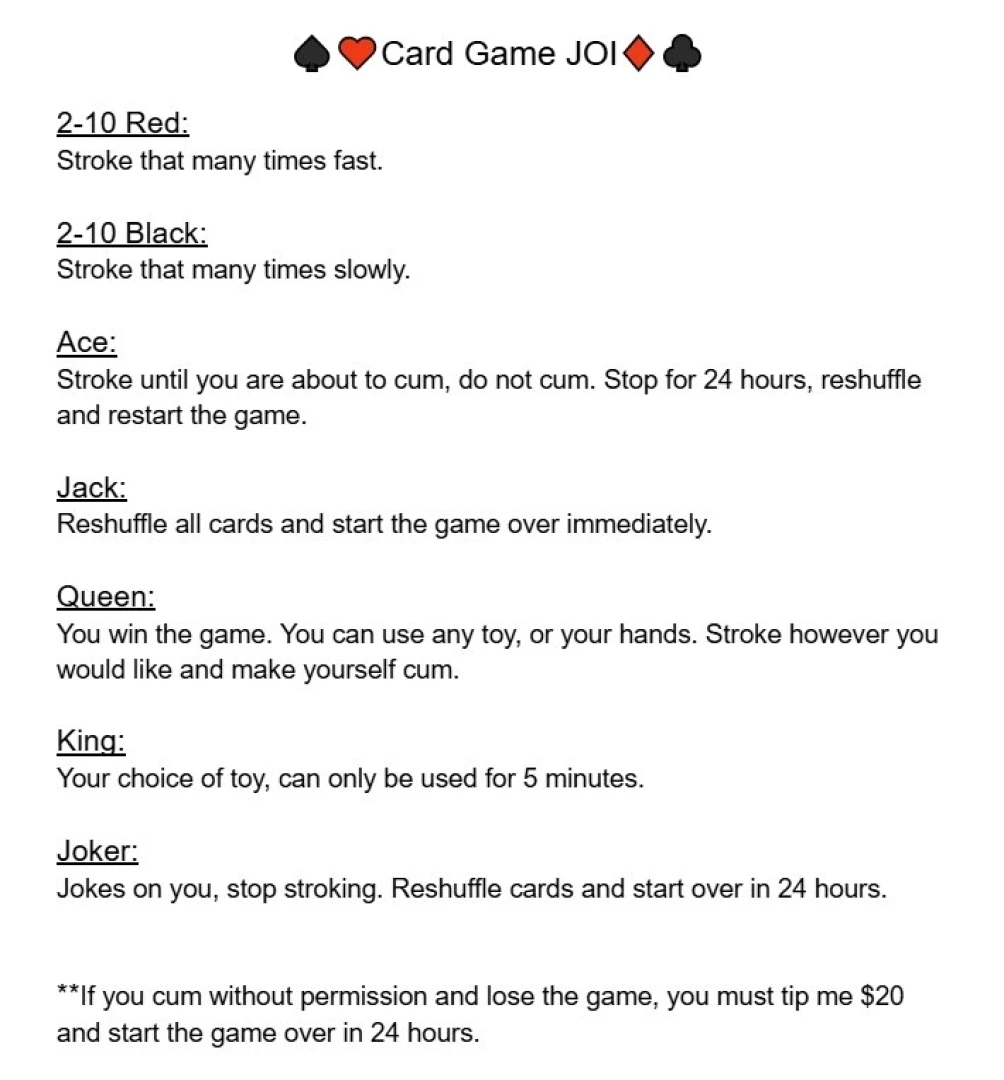Card game joi there is a set of instructions attached to this post too 
