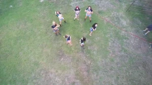 Drone footage flashes silly girls
