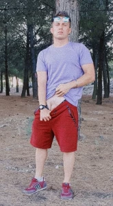 My friend takes pics of me in the distance and i take his dick out part 1