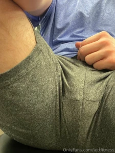 Looking down and see the bulge during leg day glad it was empty the