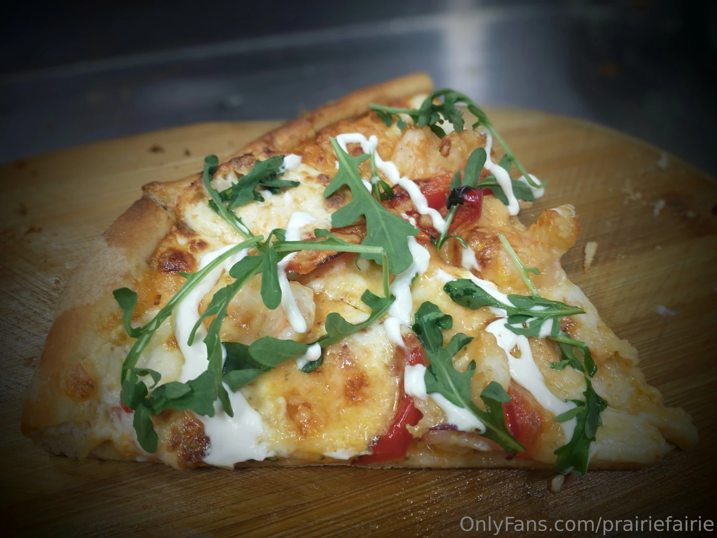 We made a new pizza variety shrimp romesco with arugula so good i part 1 