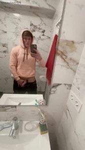 I love waggling my soft cock in my bathroom mirror excuse the cum