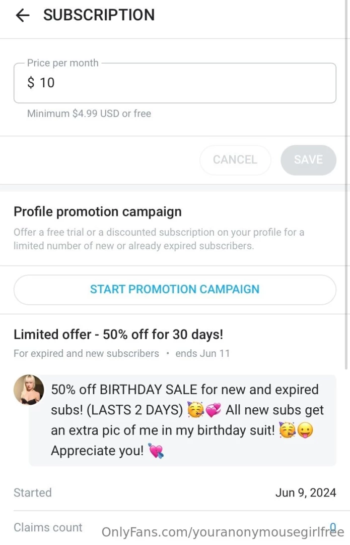 50 off birthday sale for new and expired subs lasts 2 days all subs 
