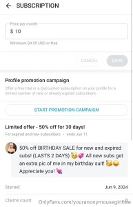50 off birthday sale for new and expired subs lasts 2 days all subs