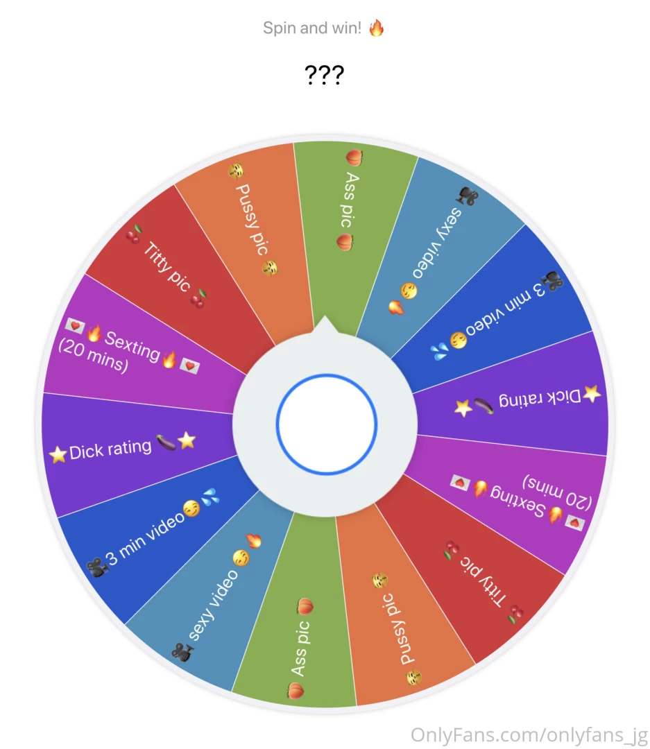 Let s play a game spin the wheel and win hot prizes 1 spin 5 2 spins 8 