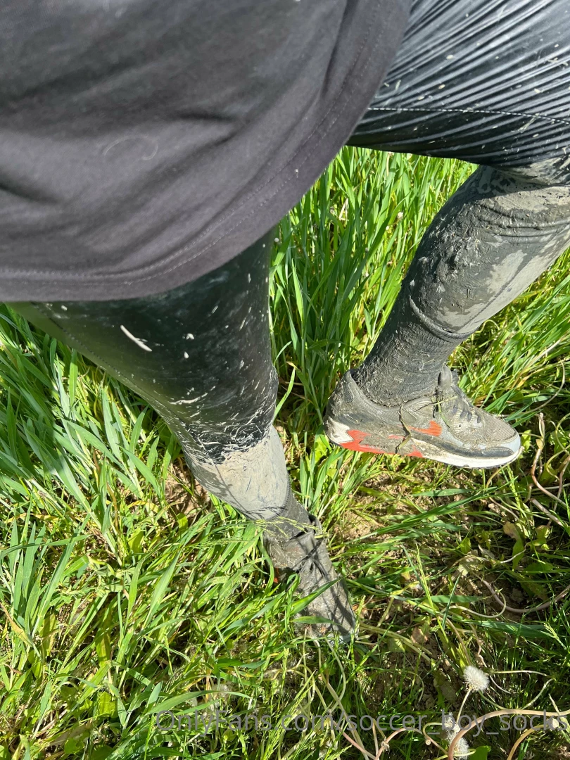 Adventure in mud in soccer gear and latex 