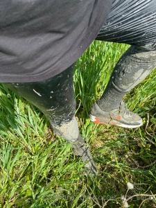 Adventure in mud in soccer gear and latex