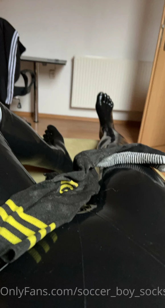 Latex and cummed soccer socks 