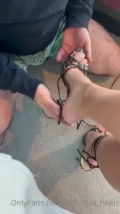 My footboy arabfootsoldier taking of my new strappy heels do you like