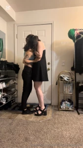 This time diamond dresses masc at dinner with the strap on under her part 1