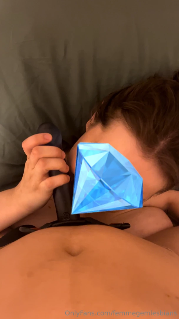 From my pov emerald sucks the strap and then for the first time ever i 