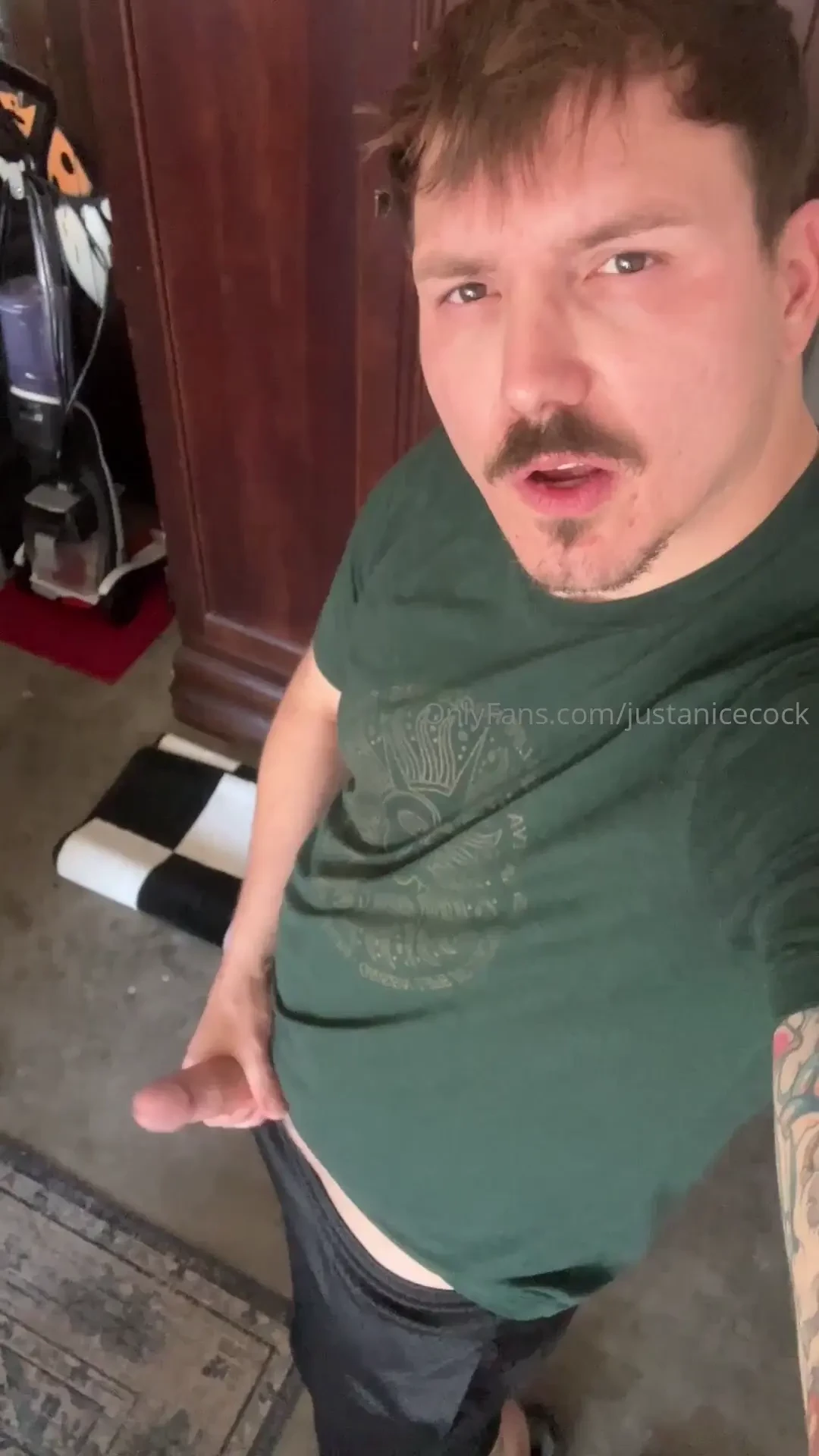 Got all worked up cleaning out the garage ended up pulling out my dick 