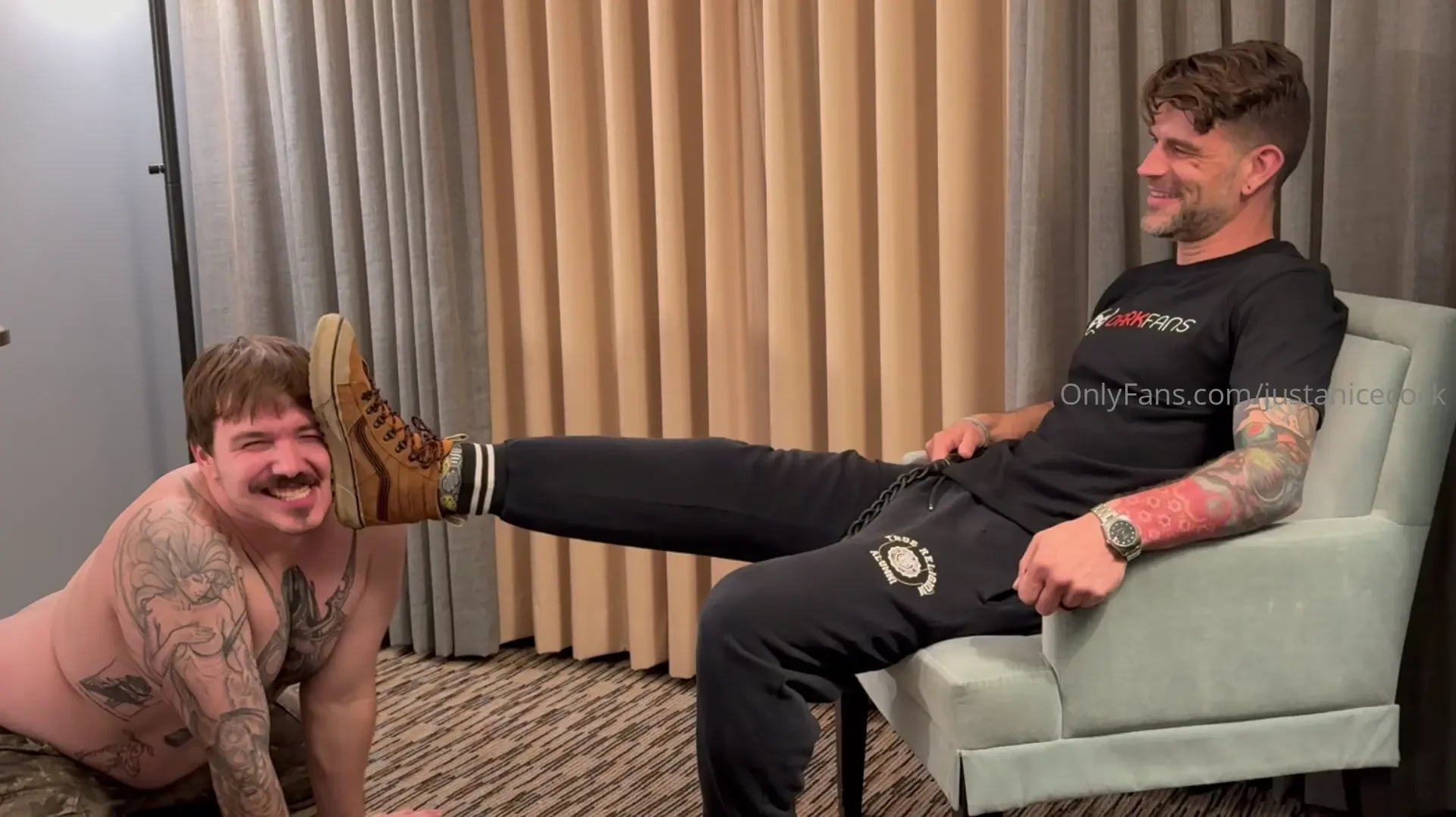 Foot domination sicksadist69 and i got left alone in the hotel room 